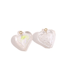 Кристалл Подвески смолы стразами, сердце, кристалл, 26x23 мм