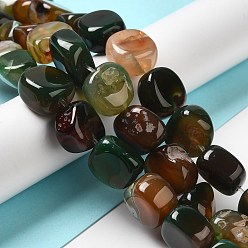 Зеленый Природный агат бисер нитей, окрашенная и подогревом, самородки, упавший камень, два тона, верблюжие, зелёные, 14~15x10~14x8~9.5 мм, отверстие : 1.6 мм, около 12~13 шт / нитка, 7.09~7.48'' (18~19 см)