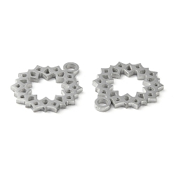 Platinum 304 Stainless Steel Charms, Manual Polishing, Hollow Out Flower, Platinum, 13.5x12x1mm, Hole: 1.6mm