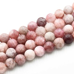 Темный Лосось Природного кварца нитей бисера, окрашенные, круглые, имитация солнечного камня, темный лосось, 8~8.5 мм, отверстие : 0.9~1 мм, около 45~47 шт / нитка, 14.96~15.35 дюйм (38~39 см)