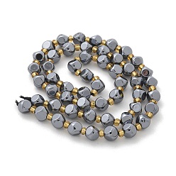 Терагерцовый камень Нити терагерцовых каменных круглых бусин, граненый (6 граней), с бисером, 6 мм, около 64 шт / нитка, 15.55'' (39.5 см)
