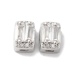 Платина Латунные микропаве из прозрачного кубического циркония, без кадмия, без никеля и без свинца, прямоугольные, платина, 7x5x4.5 мм, отверстие : 1x2 мм