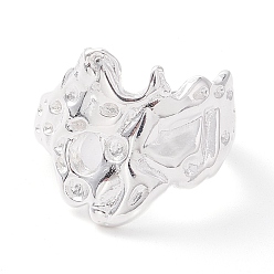 Silver 925 Sterling Silver Cuff Ring for Women, Adjustable Hammered Open Ring, Silver, 3.5~17.5mm, Inner Diameter: 17mm