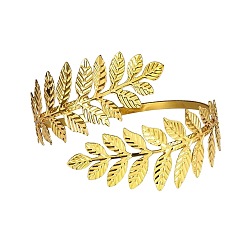 Золотой 1Женские браслеты-манжеты из сплава поликарбоната в форме листа, золотые, внутренний диаметр: 3-1/8 дюйм (8 см)