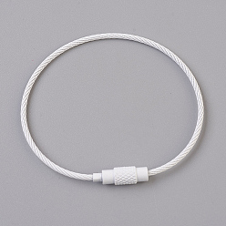 Белый Стальная проволока изготовление браслетов, с медными застежками, белые, 6-1/8 дюйм (15.5 см) ~ 6-1/4 дюйм (16 см)