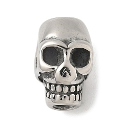 Античное Серебро 304 из нержавеющей стали европейские шарики, бусины с большим отверстием, череп, античное серебро, 16x10x11 мм, отверстие : 4 мм