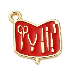 (123L) Белый крем непрозрачный блеск Подвески из сплава , с эмалью, золотые, маникюрный набор с подвеской в форме, огнеупорный кирпич, 20x17x1 мм, отверстие : 1.8 мм