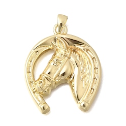 Настоящее золото 18K Латунные подвески, лошади прелести, без кадмия и без свинца, стойки покрытие, долговечный, реальный 18 k позолоченный, 31x26.5x5 мм, отверстие : 4x3 мм