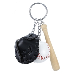 Черный Брелок из искусственной кожи, форма бейсбольной формы, чёрные, 108 мм