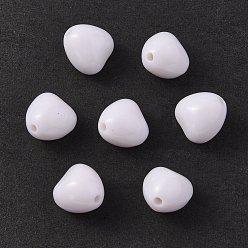 White Opaque Acrylic Beads, Heart, White, 10x9.5x8.5mm, Hole: 1.5mm, about 1050pcs/500g