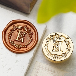 Letter E Золотая восковая печать, латунная головка штампа, цветок с буквенным узором, для сургучной печати, Письмо E, 24x14 мм, внутренний диаметр: 7 мм