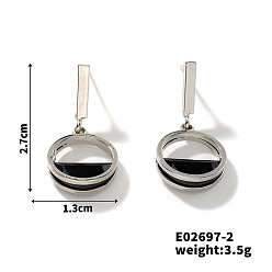Platinum Elegant Copper & Crystal Zircon Stud Earrings for Women, Simple and Versatile Ear Jewelry, Platinum, 27x13mm