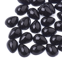 Black ABS Plastic Imitation Pearl Cabochons, Teardrop, Black, 8x5x2.5mm