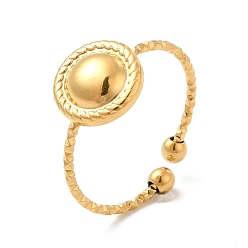 Настоящее золото 18K Ионное покрытие (ip) 304 плоская круглая открытая манжета из нержавеющей стали для женщин, реальный 18 k позолоченный, размер США 7 3/4 (17.9 мм)