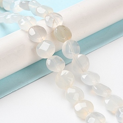 Натуральный Агат Натуральный белый агат бисер нитей, граненые, плоско-круглые, 10~10.5x4.5~5.5 мм, отверстие : 1.2 мм, около 20 шт / нитка, 7.80 дюйм (19.8 см)