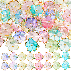 (52) Непрозрачная лаванда 80шт 8 цветные подвески из прозрачного акрила, с латунной фурнитурой , цветок, разноцветные, 16x19 мм, отверстие : 2.5 мм, 10 шт / цвет