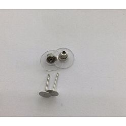 Stainless Steel Color Non-Tarnish 304 Stainless Steel Stud Earring Findings, with Ear Nuts/Earring Backs, Stainless Steel Color, 11.85x6mm, Pin: 0.7mm