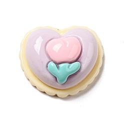 Сердце Красивые непрозрачные кабошоны из смолы, красочный, сердце, 18.5x21x9.5 мм