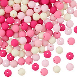 (52) Непрозрачная лаванда Прорезиненные бусины с имитацией силикона и акрила, круглые, разноцветные, 10x9 мм, отверстие : 1.8 мм, 200 шт