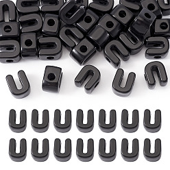 Letter U Европейский бусы акриловые, бусины с большим отверстием, Буква U, 20.5x17.5x13.5 мм, отверстие : 6 мм