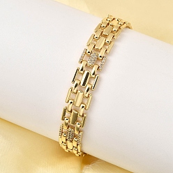 Настоящее золото 18K Браслеты-цепочки из латуни с пантерой для мужчин и женщин, с кубического циркония, долговечный, стойки покрытие, без свинца и без кадмия, реальный 18 k позолоченный, 7-7/8 дюйм (20 см)