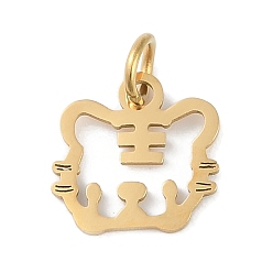 Тигр 304 подвески из нержавеющей стали, двенадцать талисманов по китайскому зодиаку, с целью перехода в кольце, тигр, 10.5x11x0.9 мм, отверстие : 3.1 мм