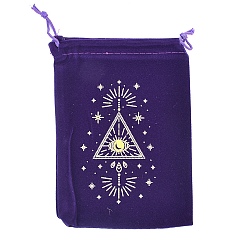 Треугольник Бархатные сумки для хранения, мешочек на шнурке для упаковки карт Таро, прямоугольные, фиолетовые, треугольные, 18x13 см