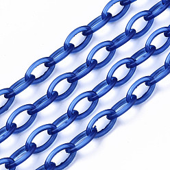 Blau Handgefertigte transparente abs kunststoff kabelketten, ellipsenförmige, Blau, 19.29 Zoll ~ 19.68 Zoll (49~50 cm), Link: 13x7.5x1.5 mm
