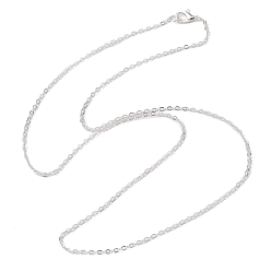 Серебро Латунные кабельные цепи ожерелья, серебряные, 23.62 дюйм (60 см)