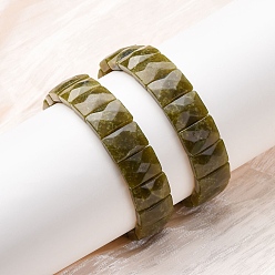 Лимонный Нефрит Прямоугольные эластичные браслеты из натуральных лимонных нефритовых бусин для женщин и мужчин, бусина : 15~16x11~12 mm, внутренний диаметр: 2-3/8 дюйм (6 см)