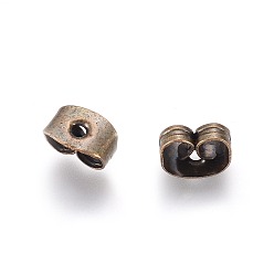 Antique Bronze Iron Ear Nuts, Butterfly Earring Backs for Post Earrings, Nickel Free, Antique Bronze, about 6mm long, 4mm wide, 3mm high, hole: 0.7~1.0mm