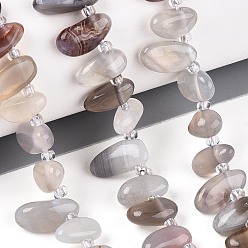 (946FM) Цитрин матовый с зеленой подкладкой Природные Ботсвана агат бисер нитей, самородки, Топ пробуренной, упавший камень, с бисером, 9.5~25x4~11.5x3.5~8 мм, отверстие : 0.8~1 мм, около 42~61 шт / нитка, 14.96~16.14'' (38~41 см)