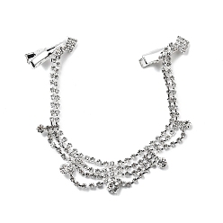 Серебро Цепочка для волос из сплава со стразами, круглые, серебряные, 18x185x4.5 мм