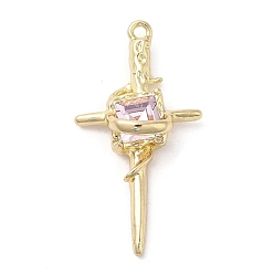 Lichtrosen Legierung rhinestone-anhänger, golden, Quer Charme, Lichtrosen, 35x18x9 mm, Bohrung: 1.5 mm