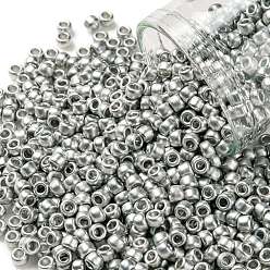 (714F) Metallic Matte Silver Toho 8/0 cuentas redondas, granos de la semilla japonés, niquelado mate, (714f) plata metalizada mate, 3 mm, agujero: 1 mm, sobre 10000 unidades / libra