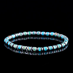 Бирюза Браслеты из натуральной и окрашенной императорской яшмы с эластичными бусинами для мужчин, колонка, бирюзовые