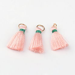 Розовый Нейлоновые нитки, С золотыми железными кольцами, Случайные потоки привязки цвета, туманная роза, 13~16 мм