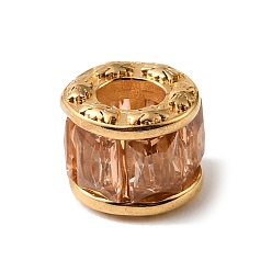 Champagne Gold 304 Европейские бусины из нержавеющей стали и стекла, колонка, бусины с большим отверстием, золотые, шампанское золото, 13x11x12 мм, отверстие : 6x5 мм