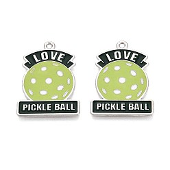 Платина Подвески из эмали и сплава, чары пиклбола, платина, 31.5~32x23x1 мм, отверстие : 1.8 мм