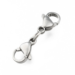 Нержавеющая Сталь Цвет Устойчивы к потускнению 304 застежки-клешни из нержавеющей стали, с прыжковых колец, цвет нержавеющей стали, 10x6 мм, кольца прыжок: 6x0.8 мм, внутренний диметр: 4.4 мм