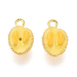 Durian Подвески с эмалью из фруктового сплава, золотые, дуриан, 17x11~11.5x8.5 мм, отверстие : 2.2 мм