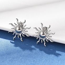 Нержавеющая Сталь Цвет 304 из нержавеющей стали серьги, солнце, со стразами, цвет нержавеющей стали, 25x25 мм