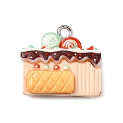 Food Рождественские подвески из непрозрачной смолы, с железной платиной петлей, старинный белый, леденцовый торт, 17x18.5x7 мм, отверстие : 2 мм