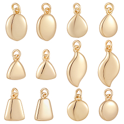 Mixed Shapes 12 шт 6 стили латунные подвески, стойки покрытие, прочное покрытие, без кадмия и без свинца, реальный 18 k позолоченный, с целью перехода в кольце, разнообразные, 9.5~14.5x7.5x2.5~3 мм, отверстие : 2 мм, 2 шт / стиль