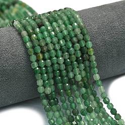 Зеленый Авантюрин Естественный зеленый авантюрин бисер нитей, энергетическая призматическая огранка с двойными концами бусины, граненые двухконусные, 4x4.5 мм, отверстие : 0.4 мм, около 83 шт / нитка, 14.96 дюйм (38 см)