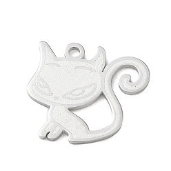 Color de Acero Inoxidable 304 colgantes de acero inoxidable, encantos de forma de gato, Pulido, color acero inoxidable, 19x22x1.5 mm, agujero: 1.9 mm