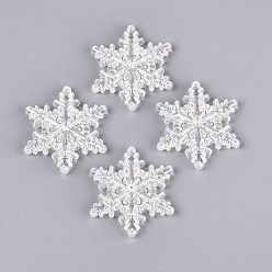 Clear AB Transparent Plastic Chandelier Component Links, Snowflake, AB Color Plated, Clear AB, 45.5x40x6mm, Hole: 1.8mm, about 121pcs/500g