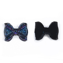 Prussian Blue Resin Cabochons, with Glitter Powder, Bowknot, Prussian Blue, 8x10.5x2.5mm