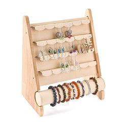 Персиковый Слойка Деревянные серьги дисплеи, с искусственной замши, прямоугольные, розовые, 26.3x16.7x32.5 см