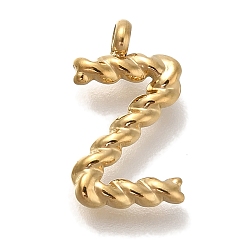 Letter Z Вакуумное покрытие pvd 304 подвески из нержавеющей стали, реальный 18 k позолоченный, буквенное очарование, Письмо Z, 13.8x8x3 мм, отверстие : 1.8 мм